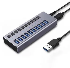 WRIARICH Powered USB Hub,10 Ports USB 3.0 Data Hub, Individual On/Off Switches, 12V4A 48W Power Adapter, USB Hub 3.0 Splitter Extension for Laptop, PC, Computer, Mobile HDD (HS082-10U) WRIARICH Powered USB Hub,10 Ports USB 3.0 Data Hub, Individual On/Off Switches, 12V4A 48W Power Adapter, USB Hub 3.0 Splitter Extension for Laptop, PC, Computer, Mobile HDD (HS082-10U)