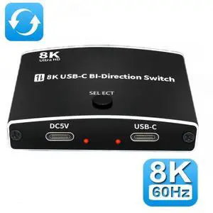USB C Switch Bi-Directional Switcher 1 in 2 Out/2 in 1 Out USB Switch Selector 2 Computers Share 1 Devices USB KVM Switch 8K@60Hz Video 10Gbps Data Transfer 100W Charging USB-C Cables Included USB C Switch Bi-Directional Switcher 1 in 2 Out/2 in 1 Out USB Switch Selector 2 Computers Share 1 Devices USB KVM Switch 8K@60Hz Video 10Gbps Data Transfer 100W Charging USB-C Cables Included