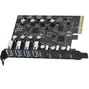 WRIARICH USB 3.2 PCI-e Expansion Card 7-Port(3X USB C - 4X USB A), PCI-e to USB 3.2 Gen2 HUB Adapter Superspeed 10Gbps, Fits PCI Express x4, x8 or x16 socket. WRIARICH USB 3.2 PCI-e Expansion Card 7-Port(3X USB C - 4X USB A), PCI-e to USB 3.2 Gen2 HUB Adapter Superspeed 10Gbps, Fits PCI Express x4, x8 or x16 socket.