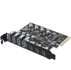 WRIARICH 10Gbps PCI-E USB Card, PCI-E to USB 3.2 7-Port (3X USB C - 4X USB A 3.2) Expansion Card, PCI Express Expansion Card for Desktop PC Support Windows 10/8/7/XP and MAC OS 10.8.2 Above WRIARICH 10Gbps PCI-E USB Card, PCI-E to USB 3.2 7-Port (3X USB C - 4X USB A 3.2) Expansion Card, PCI Express Expansion Card for Desktop PC Support Windows 10/8/7/XP and MAC OS 10.8.2 Above