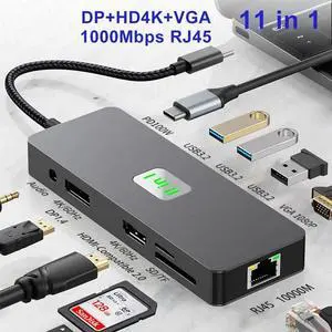 WRIARICH Triple Monitor USB C Laptop Docking Station, USB C Hub Multiport Adapter Dongle Dock with 4K60Hz HDMI, 4K60Hz DisplayPort, 1080P VGA,100W PD Charging,Ethernet,3*10Gbps USB-A Ports,SD/TF,Audio WRIARICH Triple Monitor USB C Laptop Docking Station, USB C Hub Multiport Adapter Dongle Dock with 4K60Hz HDMI, 4K60Hz DisplayPort, 1080P VGA,100W PD Charging,Ethernet,3*10Gbps USB-A Ports,SD/TF,Audio