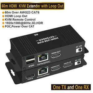 WRIARICH HDMI KVM USB Extender Transmit 1080p HD Video Over Cat5e/6 Ethernet RJ45 Cable 60m (196ft) IR Extender Support USB Keyboard Mouse and IR Control WRIARICH HDMI KVM USB Extender Transmit 1080p HD Video Over Cat5e/6 Ethernet RJ45 Cable 60m (196ft) IR Extender Support USB Keyboard Mouse and IR Control