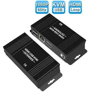 WRIARICH 1080P@60Hz HDMI KVM Extender Over Cat5 / cat6 Ethernet up to 196ft with PoC, Supports Keyboard and Mouse USB HDMI Loopout (Transmitter and Receiver) WRIARICH 1080P@60Hz HDMI KVM Extender Over Cat5 / cat6 Ethernet up to 196ft with PoC, Supports Keyboard and Mouse USB HDMI Loopout (Transmitter and Receiver)