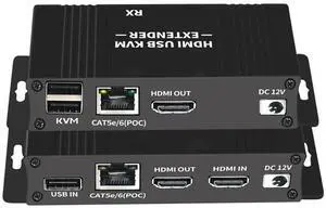 WRIARICH HDMI KVM USB Extender, HDMI KVM Extender HD 1080P@60HZ Up to 6m(196ft),HDMI Extender Over Cat5e/6 with Loop Out Function - USB Keyboard Mose Support and IR Control WRIARICH HDMI KVM USB Extender, HDMI KVM Extender HD 1080P@60HZ Up to 6m(196ft),HDMI Extender Over Cat5e/6 with Loop Out Function - USB Keyboard Mose Support and IR Control