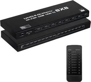 WRIARICH 8x8 HDMI Matrix 4K@60Hz, 4K HDMI Matrix Switch Switcher 8 in 8 Out HDMI Switch with IR Remote Control, RS232 Vedio Switcher (OZJ8) WRIARICH 8x8 HDMI Matrix 4K@60Hz, 4K HDMI Matrix Switch Switcher 8 in 8 Out HDMI Switch with IR Remote Control, RS232 Vedio Switcher (OZJ8)