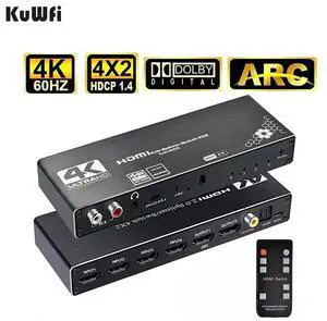 WRIARICH 4K@60Hz HDMI Matrix Switch 4 in 2 Out Switcher 18G Ultra HD Supports Up to 4K @ 60Hz & 1080P EDID HDCP 2.2 HDR10- Remote Control (OZJ1) WRIARICH 4K@60Hz HDMI Matrix Switch 4 in 2 Out Switcher 18G Ultra HD Supports Up to 4K @ 60Hz & 1080P EDID HDCP 2.2 HDR10- Remote Control (OZJ1)
