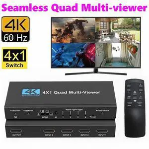 WRIARICH 4K@60Hz HDMI Multi-Viewer Quad 4x1 Seamless Switch 4k/1080p Switcher w/5 Display Modes Out for PS4 Xbox Apple TV Fire Stick Blu-Ray Player WRIARICH 4K@60Hz HDMI Multi-Viewer Quad 4x1 Seamless Switch 4k/1080p Switcher w/5 Display Modes Out for PS4 Xbox Apple TV Fire Stick Blu-Ray Player