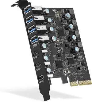 WRIARICH 7-Ports PCI-E to USB 3.2 HUB(3X USB C - 4X USB A 3.2) PCI Express Expansion Card Adapter 10Gbps for Motherboard, Fits PCI Express x4, x8 or x16 socket. WRIARICH 7-Ports PCI-E to USB 3.2 HUB(3X USB C - 4X USB A 3.2) PCI Express Expansion Card Adapter 10Gbps for Motherboard, Fits PCI Express x4, x8 or x16 socket.