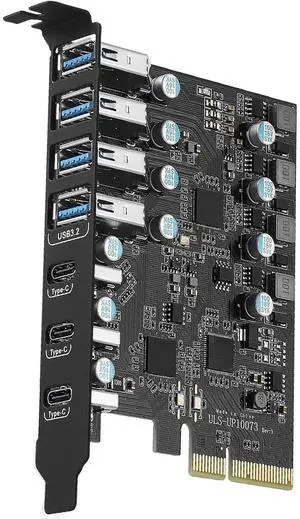 WRIARICH 7-Ports Superspeed 10Gbps USB 3.2 Gen2 PCI Express Expansion Card for Windows 11, 10, 8.x, 7, Vista, XP Desktop PCs, Built in Self-Powered Technology, (3X USB C - 4X USB A) WRIARICH 7-Ports Superspeed 10Gbps USB 3.2 Gen2 PCI Express Expansion Card for Windows 11, 10, 8.x, 7, Vista, XP Desktop PCs, Built in Self-Powered Technology, (3X USB C - 4X USB A)