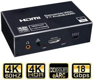 WRIARICH 4K 60Hz HDMI Audio Extractor Splitter, HDMI + Optical Toslink SPDIF + 3.5mm Audio Jack + Coaxial + 7.1Ch, Support - HDCP 2.2 - EDID,Dolby Vision,HDR 10 WRIARICH 4K 60Hz HDMI Audio Extractor Splitter, HDMI + Optical Toslink SPDIF + 3.5mm Audio Jack + Coaxial + 7.1Ch, Support - HDCP 2.2 - EDID,Dolby Vision,HDR 10