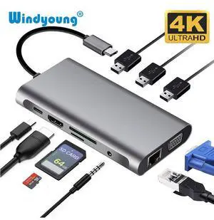 USB C Hub, LUOM Upgraded 10 in 1 USB Type C Adapter with Gigabit Ethernet Port,PD Type C Charging Port,4K HDMI,VGA,SD TF Card Reader,3 USB Ports and Audio Port Compatible for MacBook,USBC Laptop USB C Hub, LUOM Upgraded 10 in 1 USB Type C Adapter with Gigabit Ethernet Port,PD Type C Charging Port,4K HDMI,VGA,SD TF Card Reader,3 USB Ports and Audio Port Compatible for MacBook,USBC Laptop