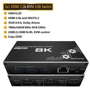 WRIARICH 8K HDMI USB KVM Switch 2 in 1 Out HD Switch USB Keyboard Mouse Sharing 3USB3.0 Port Device and 100m rj45 port for Computer, PC, Laptop, Desktop, Monitor, Printer, Keyboard, Mouse WRIARICH 8K HDMI USB KVM Switch 2 in 1 Out HD Switch USB Keyboard Mouse Sharing 3USB3.0 Port Device and 100m rj45 port for Computer, PC, Laptop, Desktop, Monitor, Printer, Keyboard, Mouse