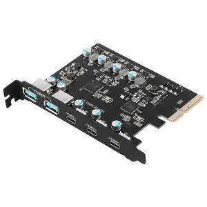 WRIARICH USB3.2 Gen2 PCIE Expansion Card, 5 Ports 10Gbps High Speed Transmission Stable Power USB 3.2 Front Expansion Card, 5 External USB3.2 Ports (3X USB C - 2X USB A) WRIARICH USB3.2 Gen2 PCIE Expansion Card, 5 Ports 10Gbps High Speed Transmission Stable Power USB 3.2 Front Expansion Card, 5 External USB3.2 Ports (3X USB C - 2X USB A)