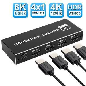 WRIARICH HDMI Switch 4K 120Hz, LUOM HDMI Splitter 4 in 1 Out, HDMI 2.1 Switch Support 8K@60Hz 48Gbps for Xbox Series PS5/4/3 HD TV Monitor Projector WRIARICH HDMI Switch 4K 120Hz, LUOM HDMI Splitter 4 in 1 Out, HDMI 2.1 Switch Support 8K@60Hz 48Gbps for Xbox Series PS5/4/3 HD TV Monitor Projector