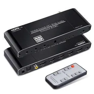 WRIARICH 4K@60Hz HDMI Switch Audio Extractor with Optical + 3.5mm AUX + Coaxial Output, 4 in 1 Out HDMI Switcher Converter Support ARC, HDCP 2.2, HDR10, Dolby Visio, RGB 8:8:8(Dobly Atmos),EDID WRIARICH 4K@60Hz HDMI Switch Audio Extractor with Optical + 3.5mm AUX + Coaxial Output, 4 in 1 Out HDMI Switcher Converter Support ARC, HDCP 2.2, HDR10, Dolby Visio, RGB 8:8:8(Dobly Atmos),EDID