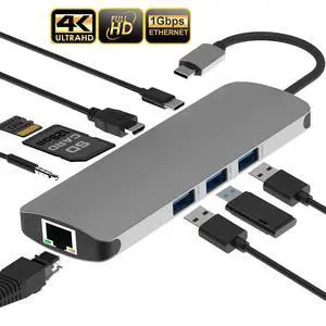 USB C HUB, USB C Docking Adapter,9 in 1 USB Type C Adaptor With 4K HDMI,3 USB 3.0 Ports,SD TF Card Reader,60W Power Delivery, Audio/Mic Compatible For MacBook Other Type C Laptop and Some Mobile Phone USB C HUB, USB C Docking Adapter,9 in 1 USB Type C Adaptor With 4K HDMI,3 USB 3.0 Ports,SD TF Card Reader,60W Power Delivery, Audio/Mic Compatible For MacBook Other Type C Laptop and Some Mobile Phone