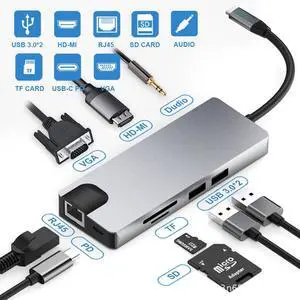 WRIARICH 9-in-1 USB C Hub Adapter, Type-C Dongle with Gigabit Ethernet Port 2 USB 3.0 Ports SD/TF Card Reader, 3.5mm Audio Jack USB-C Power Delivery 4K USB C to HDMI VAG for MacBook Pro/Air, iPad Pro WRIARICH 9-in-1 USB C Hub Adapter, Type-C Dongle with Gigabit Ethernet Port 2 USB 3.0 Ports SD/TF Card Reader, 3.5mm Audio Jack USB-C Power Delivery 4K USB C to HDMI VAG for MacBook Pro/Air, iPad Pro