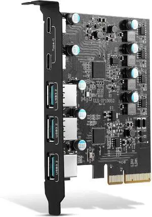 WRIARICH USB 3.2 PCI-e Expansion Card 5Port(2X USB C - 3X USB A), PCI-e x1 to USB 3.2 HUB Adapter 10Gbps WRIARICH USB 3.2 PCI-e Expansion Card 5Port(2X USB C - 3X USB A), PCI-e x1 to USB 3.2 HUB Adapter 10Gbps
