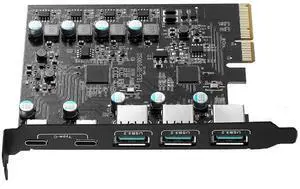 WRIARICH PCI-E USB Card, PCI-E to USB 3.2 5-Port (2X USB C - 3X USB A 3.2) Expansion Card, PCI Express Expansion Card for Desktop PC Support Windows 10/8/7/XP and MAC OS 10.8.2 Above WRIARICH PCI-E USB Card, PCI-E to USB 3.2 5-Port (2X USB C - 3X USB A 3.2) Expansion Card, PCI Express Expansion Card for Desktop PC Support Windows 10/8/7/XP and MAC OS 10.8.2 Above