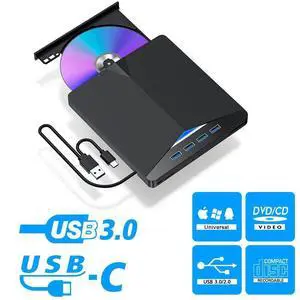 WRIARICH 7 -in-1 External DVD Drive with 4xUSB3.0 Ports and TF SD Card Slots, USB 3.0 External DVD CD ROM Drive, USB-C External DVD Player, Portable DVD +/- RW Optical Drive for Windows 7/8/10/Linux WRIARICH 7 -in-1 External DVD Drive with 4xUSB3.0 Ports and TF SD Card Slots, USB 3.0 External DVD CD ROM Drive, USB-C External DVD Player, Portable DVD +/- RW Optical Drive for Windows 7/8/10/Linux