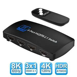 WRIARICH 8K@60Hz 3x1 HDMI 2.1 Switch with Remote Control, HDMI Switch 3 in 1 Out, 3-Port HDMI Switcher Selector, Supports 4K@120Hz, 1080P@240Hz, 1080P@120Hz for Fire Stick, HDTV, PS4/5, Game Consoles WRIARICH 8K@60Hz 3x1 HDMI 2.1 Switch with Remote Control, HDMI Switch 3 in 1 Out, 3-Port HDMI Switcher Selector, Supports 4K@120Hz, 1080P@240Hz, 1080P@120Hz for Fire Stick, HDTV, PS4/5, Game Consoles