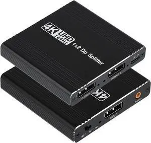 WRIARICH DisplayPort to Dual DisplayPort Splitter 4K@144Hz Display Port Splitter 1 in 2 Out with Audio Extractor for Dual Monitor Extended Display DP Source to 2 DP Adapter with PC, Graphics Card WRIARICH DisplayPort to Dual DisplayPort Splitter 4K@144Hz Display Port Splitter 1 in 2 Out with Audio Extractor for Dual Monitor Extended Display DP Source to 2 DP Adapter with PC, Graphics Card