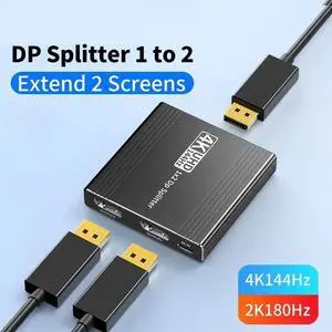 WRIARICH DisplayPort Switch 4K 144Hz Splitter with Audio Extractor, Plug & Play, Display Port Switcher Box 1 in 2 Out, 4K@144Hz, 4K@120Hz, 4K@60Hz for PC Monitor Laptop WRIARICH DisplayPort Switch 4K 144Hz Splitter with Audio Extractor, Plug & Play, Display Port Switcher Box 1 in 2 Out, 4K@144Hz, 4K@120Hz, 4K@60Hz for PC Monitor Laptop