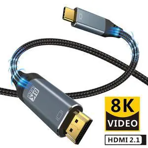 USB C to HDMI Cable 10ft 8K@30Hz, uni USB Type-C to HDMI Braided Cable (Thunderbolt 3/4 Compatible) with Samsung S21 / S20, MacBook Pro 2021/2020, MacBook Air/iPad Pro 2020, iPhone 15 and More USB C to HDMI Cable 10ft 8K@30Hz, uni USB Type-C to HDMI Braided Cable (Thunderbolt 3/4 Compatible) with Samsung S21 / S20, MacBook Pro 2021/2020, MacBook Air/iPad Pro 2020, iPhone 15 and More