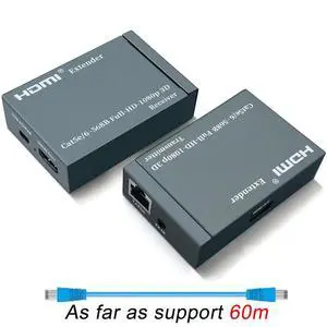 WRIARICH 196ft/60m HDMI Extender Over Cat 5e/6, 1080P HDMI Ethernet Extender Adapter with IR Remote Control Support 3D, EDID, Deep Color, Compatible with DVD, Fire Stick, Roku, PS5 (Tx + Rx) WRIARICH 196ft/60m HDMI Extender Over Cat 5e/6, 1080P HDMI Ethernet Extender Adapter with IR Remote Control Support 3D, EDID, Deep Color, Compatible with DVD, Fire Stick, Roku, PS5 (Tx + Rx)