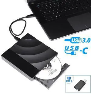Slim Type C External CD Drive, USB 3.0 Portable CD/DVD +/-RW Drive Ultra-Thin DVD/CD ROM Rewriter Burner with Touch Sensitive Button Compatible with Laptop Desktop PC Windows Linux OS Apple Mac Slim Type C External CD Drive, USB 3.0 Portable CD/DVD +/-RW Drive Ultra-Thin DVD/CD ROM Rewriter Burner with Touch Sensitive Button Compatible with Laptop Desktop PC Windows Linux OS Apple Mac