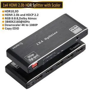 WRIARICH 4K 60Hz HDMI Splitter 1x4 1080P 120Hz HDMI 2.0 Splitter Converter 1 in 4 Out HDCP 2.2 UHD HLG HDR 3840x2160P for TV PS5 Xbox Game WRIARICH 4K 60Hz HDMI Splitter 1x4 1080P 120Hz HDMI 2.0 Splitter Converter 1 in 4 Out HDCP 2.2 UHD HLG HDR 3840x2160P for TV PS5 Xbox Game