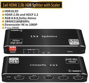 WRIARICH 4K 1x4 HDMI Splitter with EDID- 1 Port to 4 HDMI Display Duplicate/Mirror - Powered Splitter Ver 2.0 Certified for Full HD 4k 1080P High Resolution & 3D Support (One Input To Four Outputs) WRIARICH 4K 1x4 HDMI Splitter with EDID- 1 Port to 4 HDMI Display Duplicate/Mirror - Powered Splitter Ver 2.0 Certified for Full HD 4k 1080P High Resolution & 3D Support (One Input To Four Outputs)