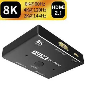 WRIARICH Ultra HD 8K Switcher , HDMI 2.1 Switcher 2 in 1 out 8K@60Hz 4K@120Hz Ultra HD KVM Switcher 2x1 Adapter for PS4/5 TV Box HDTV Xbox Projector WRIARICH Ultra HD 8K Switcher , HDMI 2.1 Switcher 2 in 1 out 8K@60Hz 4K@120Hz Ultra HD KVM Switcher 2x1 Adapter for PS4/5 TV Box HDTV Xbox Projector