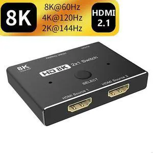 Ultra HD 8K Switcher, HDMI 2.1 Ultra HD High Speed 48Gbps Directional Switch Only 2in1out 8K@60Hz 4K@120Hz 2 sources to 1 display Splitter Converter Adapter for PS4/PS5 Xiaomi TV Box HDTV Splitter Ultra HD 8K Switcher, HDMI 2.1 Ultra HD High Speed 48Gbps Directional Switch Only 2in1out 8K@60Hz 4K@120Hz 2 sources to 1 display Splitter Converter Adapter for PS4/PS5 Xiaomi TV Box HDTV Splitter