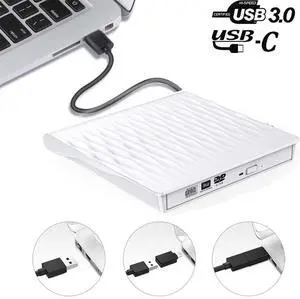 WRIARICH External CD Drive, USB 3.0 Optical Drive Type C Dual Port DVD Burner CD DVD Rewriter Burner Writer Compatible with Windows XP/7/8/10, MacOS, Linux for MacBook, Laptop, Desktop (SLS01), White WRIARICH External CD Drive, USB 3.0 Optical Drive Type C Dual Port DVD Burner CD DVD Rewriter Burner Writer Compatible with Windows XP/7/8/10, MacOS, Linux for MacBook, Laptop, Desktop (SLS01), White