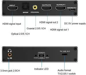 WRIARICH HDMI Splitter 1 in 2 Out, HDMI Splitter 1x2 Power 4K HDMI Splitter with 3.5mm, Coaxial & SPDIF audio out, 4K@60Hz Dual Monitors Duplicate/Mirror for PS4 Fire Stick HDTV WRIARICH HDMI Splitter 1 in 2 Out, HDMI Splitter 1x2 Power 4K HDMI Splitter with 3.5mm, Coaxial & SPDIF audio out, 4K@60Hz Dual Monitors Duplicate/Mirror for PS4 Fire Stick HDTV