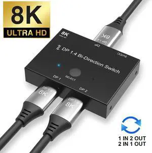WRIARICH 8K DisplayPort 1.4 Switch, Ultra HD 8K Bi-Directional DP Switcher Splitter Supports 4K@120Hz, 8K@30Hz, Aluminum HDMI Switcher Selector for PS4/PS5, Xbox, Roku, Apple TV, Fire Stick, Sony TV WRIARICH 8K DisplayPort 1.4 Switch, Ultra HD 8K Bi-Directional DP Switcher Splitter Supports 4K@120Hz, 8K@30Hz, Aluminum HDMI Switcher Selector for PS4/PS5, Xbox, Roku, Apple TV, Fire Stick, Sony TV