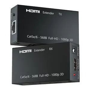 WRIARICH HDMI Extender Over CAT5/6(196ft/60m) (Transmitter and Receiver) WRIARICH HDMI Extender Over CAT5/6(196ft/60m) (Transmitter and Receiver)