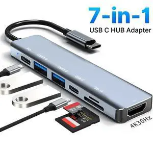 WRIARICH Type-C USB C Hub, 7 in 1 USB C to 4K HDMI Splitter with 2*USB-A 3.0 & Type-C Data Port, 100W PD & SD/TF Card Reader, USB-C to HDMI Adapter for MacBook Pro Laptops & Other Type C Devices WRIARICH Type-C USB C Hub, 7 in 1 USB C to 4K HDMI Splitter with 2*USB-A 3.0 & Type-C Data Port, 100W PD & SD/TF Card Reader, USB-C to HDMI Adapter for MacBook Pro Laptops & Other Type C Devices
