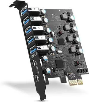 WRIARICH PCI-E USB Card, PCI-E to USB 3.0 7-Port (2X USB C - 5X USB A 3.0) Expansion Card, PCI Express Expansion Card for Desktop PC Support Windows 10/8/7/XP and MAC OS 10.8.2 Above WRIARICH PCI-E USB Card, PCI-E to USB 3.0 7-Port (2X USB C - 5X USB A 3.0) Expansion Card, PCI Express Expansion Card for Desktop PC Support Windows 10/8/7/XP and MAC OS 10.8.2 Above