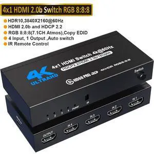WRIARICH HDMI Switch 4 in 1 Out 4K 60Hz UHD HDMI Switcher Splitter with Remote Metal HDMI Switch Box Hub Support 4K 60Hz 3D 1080P HDCP2.2 for PS5 PS4 Xbox DVD Player Fire Stick Apple TV PC WRIARICH HDMI Switch 4 in 1 Out 4K 60Hz UHD HDMI Switcher Splitter with Remote Metal HDMI Switch Box Hub Support 4K 60Hz 3D 1080P HDCP2.2 for PS5 PS4 Xbox DVD Player Fire Stick Apple TV PC