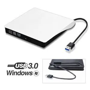 WRIARICH USB3.0 External DVD CD Drive, Portable CD DVD +/-RW Optical Drive Burner Writer High Speed Data Transfer Slim CD DVD Burner Recorder CD ROM for Laptop/MacBook/Desktop, White WRIARICH USB3.0 External DVD CD Drive, Portable CD DVD +/-RW Optical Drive Burner Writer High Speed Data Transfer Slim CD DVD Burner Recorder CD ROM for Laptop/MacBook/Desktop, White