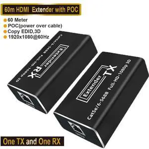 WRIARICH HDMI Extender Over Ethernet Cat6 - Up to 196ft (60m) - Lossless Low Latency Signal - Long Range Ethernet to HDMI at 1080p (Transmitter and Receiver) WRIARICH HDMI Extender Over Ethernet Cat6 - Up to 196ft (60m) - Lossless Low Latency Signal - Long Range Ethernet to HDMI at 1080p (Transmitter and Receiver)