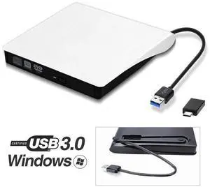 WRIARICH XD001 External CD DVD Drive Upgraded Version, USB 3.0 Type C Dual Port DVD +/-RW Rewriter Burner, High Speed Data Transfer,Slim Portable for Notebook Laptop PC Windows/Mac OS, Black WRIARICH XD001 External CD DVD Drive Upgraded Version, USB 3.0 Type C Dual Port DVD +/-RW Rewriter Burner, High Speed Data Transfer,Slim Portable for Notebook Laptop PC Windows/Mac OS, Black