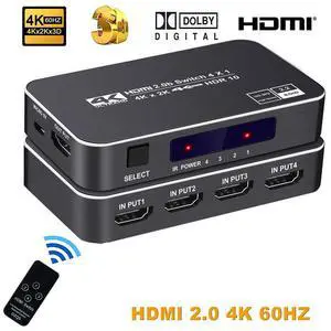 WRIARICH Switcher HDMI 2.0-compatible 4 in 1 out 4K 60Hz 2K 120Hz Switch Splitter adapter IR Remote For PS5 PS4 Projector Supports Ultra HD Dolby Vision, 18.5Gbps, HDR10, HDCP 2.2 & 3D - OZQ5 WRIARICH Switcher HDMI 2.0-compatible 4 in 1 out 4K 60Hz 2K 120Hz Switch Splitter adapter IR Remote For PS5 PS4 Projector Supports Ultra HD Dolby Vision, 18.5Gbps, HDR10, HDCP 2.2 & 3D - OZQ5