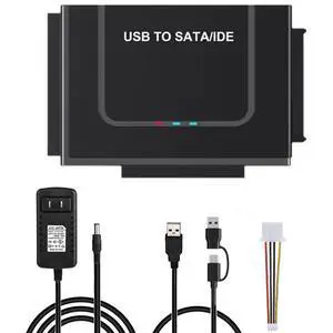 WRIARICH USB to IDE and SATA Adapter, Type-C 5Gbps External Hard Drive Reader Converter for 2.5/3.5 SATA HDDs SSDs and 3.5 IDE HDDs with Offline Clone Function, Included 12V2A Power Adapter WRIARICH USB to IDE and SATA Adapter, Type-C 5Gbps External Hard Drive Reader Converter for 2.5/3.5 SATA HDDs SSDs and 3.5 IDE HDDs with Offline Clone Function, Included 12V2A Power Adapter