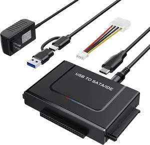 WRIARICH SATA/IDE to USB 3.0/USB C Adapter,IDE Hard Drive Adapter Kit, Cable Converter for 2.5/3.5 inch and SATA HDD/SSD,5.25 CD-ROM/DVD-ROM,Include 12V/2A Power WRIARICH SATA/IDE to USB 3.0/USB C Adapter,IDE Hard Drive Adapter Kit, Cable Converter for 2.5/3.5 inch and SATA HDD/SSD,5.25 CD-ROM/DVD-ROM,Include 12V/2A Power