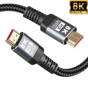 WRIARICH Ultra 8K High Speed HDMI Braided Cable - 16.4 Feet - Black, 48Gbps, 8K, Dynamic HDR, eARC - DynamicView Series WRIARICH Ultra 8K High Speed HDMI Braided Cable - 16.4 Feet - Black, 48Gbps, 8K, Dynamic HDR, eARC - DynamicView Series