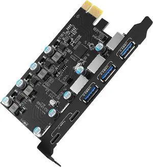 WRIARICH PCI-E USB Card, PCI-E to USB 3.0 5-Port (2X USB C - 3X USB A 3.0) Expansion Card, PCI Express Expansion Card for Desktop PC Support Windows 10/8/7/XP and MAC OS 10.8.2 Above WRIARICH PCI-E USB Card, PCI-E to USB 3.0 5-Port (2X USB C - 3X USB A 3.0) Expansion Card, PCI Express Expansion Card for Desktop PC Support Windows 10/8/7/XP and MAC OS 10.8.2 Above