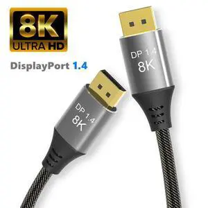 WRIARICH DP1.4 Cable, 8K DisplayPort Cable 16.4FT (8K@60Hz, 4K@144Hz, 1080P@240Hz) Ultra DP2DP Braided Cord, HBR3 Support 32.4Gbps, Compatible for Gaming Laptop TV PC Computer Monitor WRIARICH DP1.4 Cable, 8K DisplayPort Cable 16.4FT (8K@60Hz, 4K@144Hz, 1080P@240Hz) Ultra DP2DP Braided Cord, HBR3 Support 32.4Gbps, Compatible for Gaming Laptop TV PC Computer Monitor